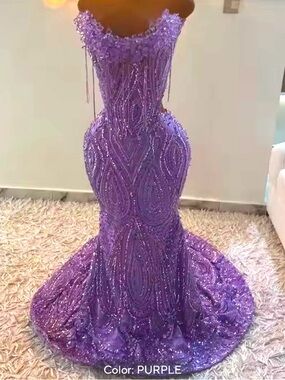 NEW Purple Beaded Prom Dress